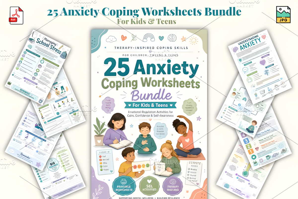 Mega Printable Worksheets Bundle, a Marketing Template by Design Station (Photo 2 of 4)