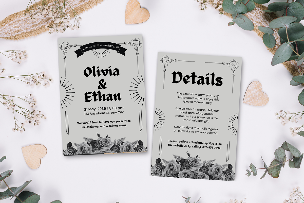 Gothic & Romantic Wedding Invitation, a Templates & Theme by TemplateCastleStore (Photo 6 of 9)