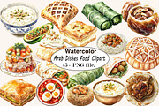 Watercolor Arab Dishes Food Clipart, a Food Illustration by SVGArt (Thumbnail 1 of 5)