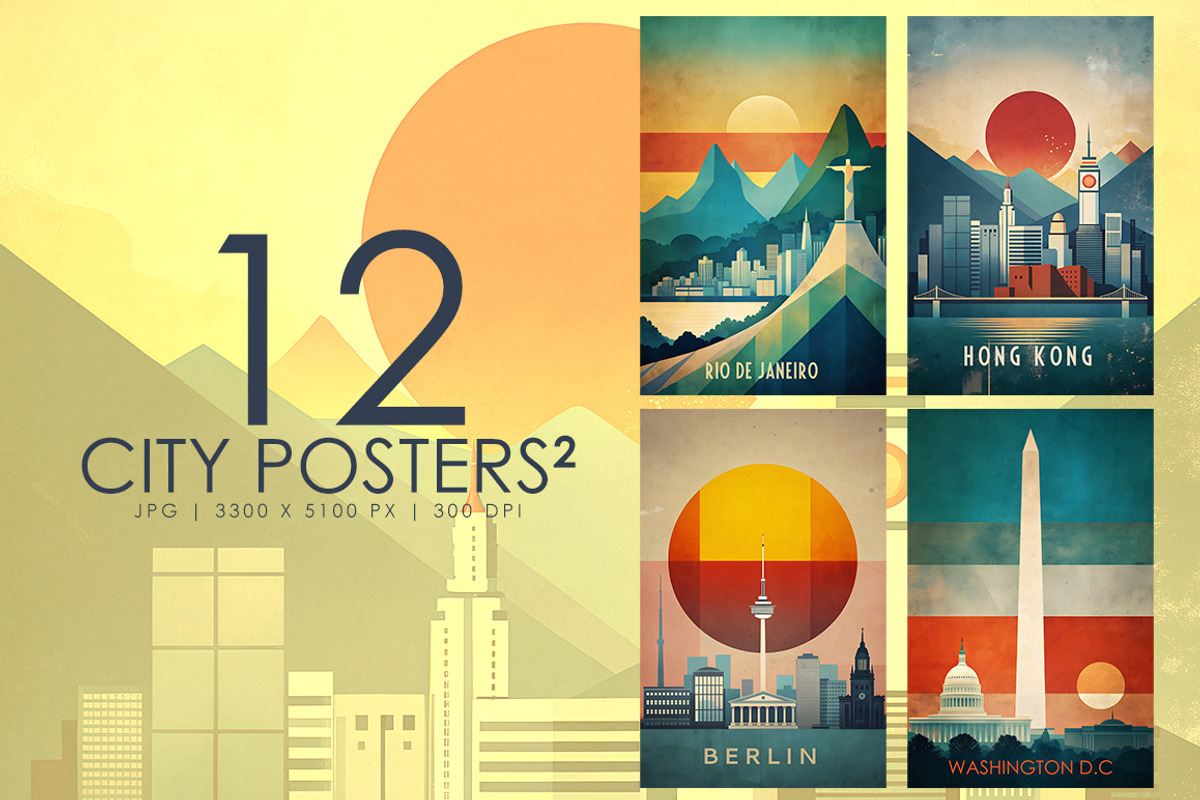 City Posters - 02, a Decorative Illustration by Digital Art Creations (Photo 2 of 8)