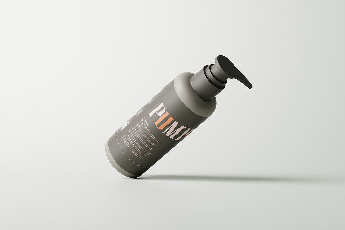 Greige Plastic Pump Bottle Mockups, a Packaging Mockup by MockupFree.Net (Photo 9 of 9)