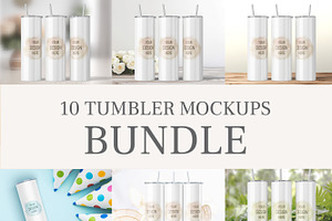 20oz Skinny Tumbler Mockup Bundle, a Cups & Container Mockup by MockupsBox