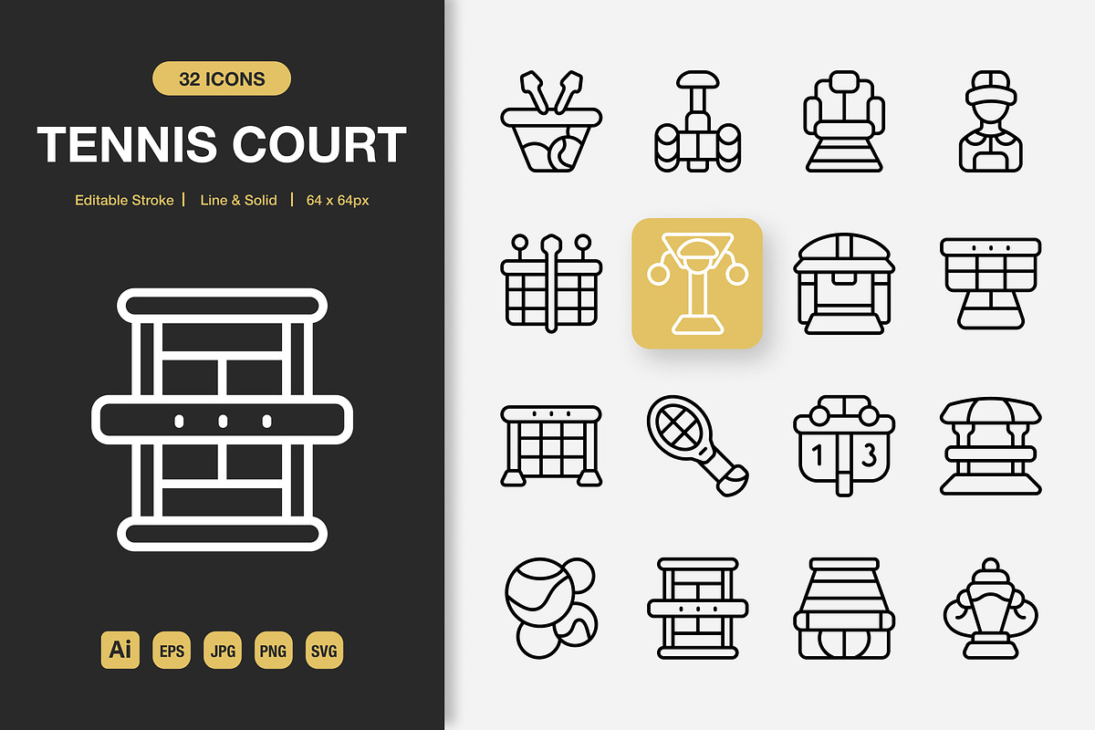 Tennis Court Icons, an Icon by Spacepixel Creative (Photo 1 of 3)