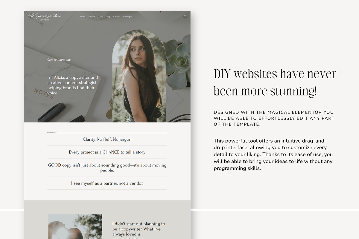 Alizia | WordPress, Elementor pro, a WordPress Template by DesignWithCris (Photo 2 of 5)
