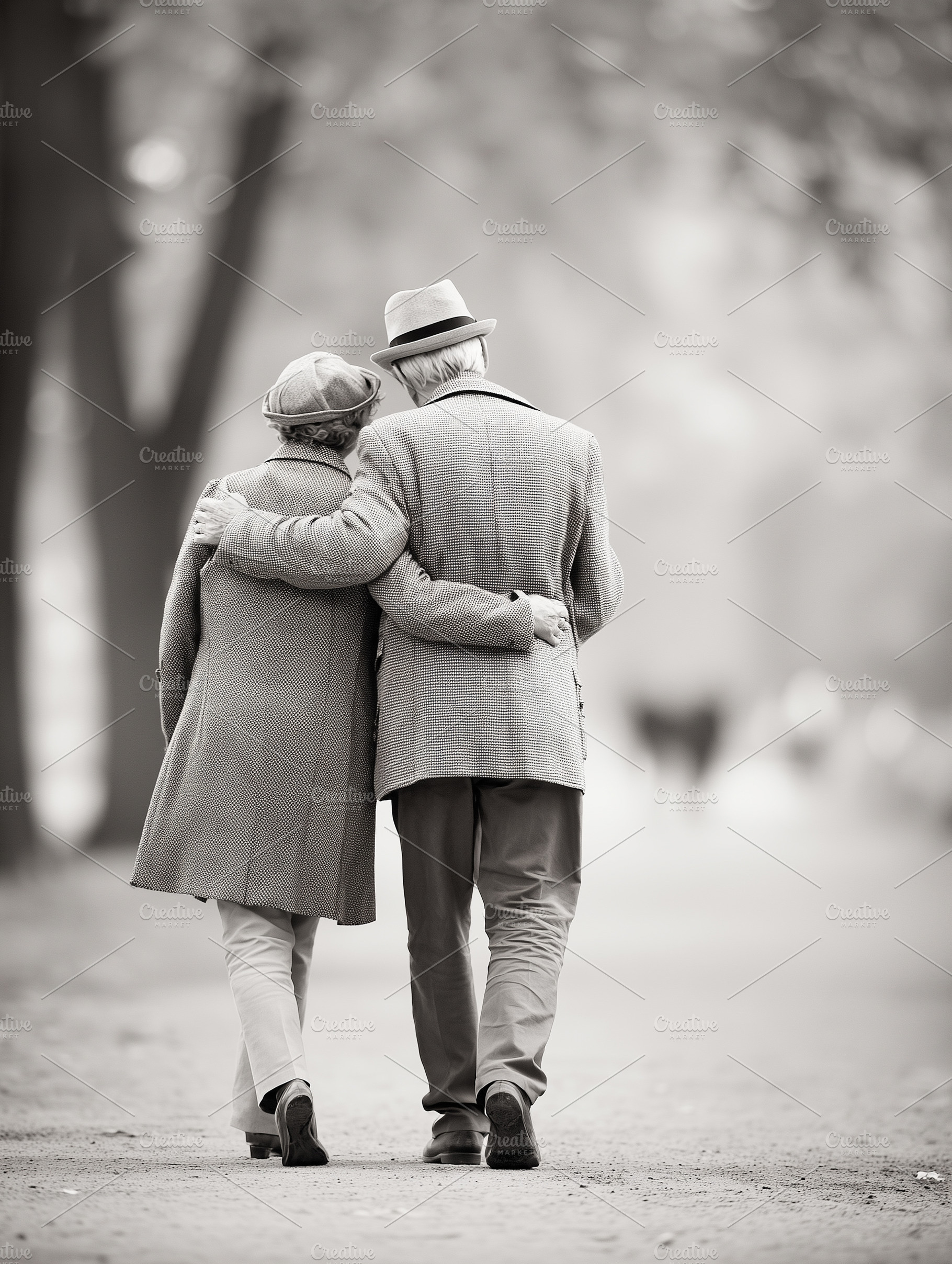 Elderly couple walking arm in arm, a Person Photo by MistyDay