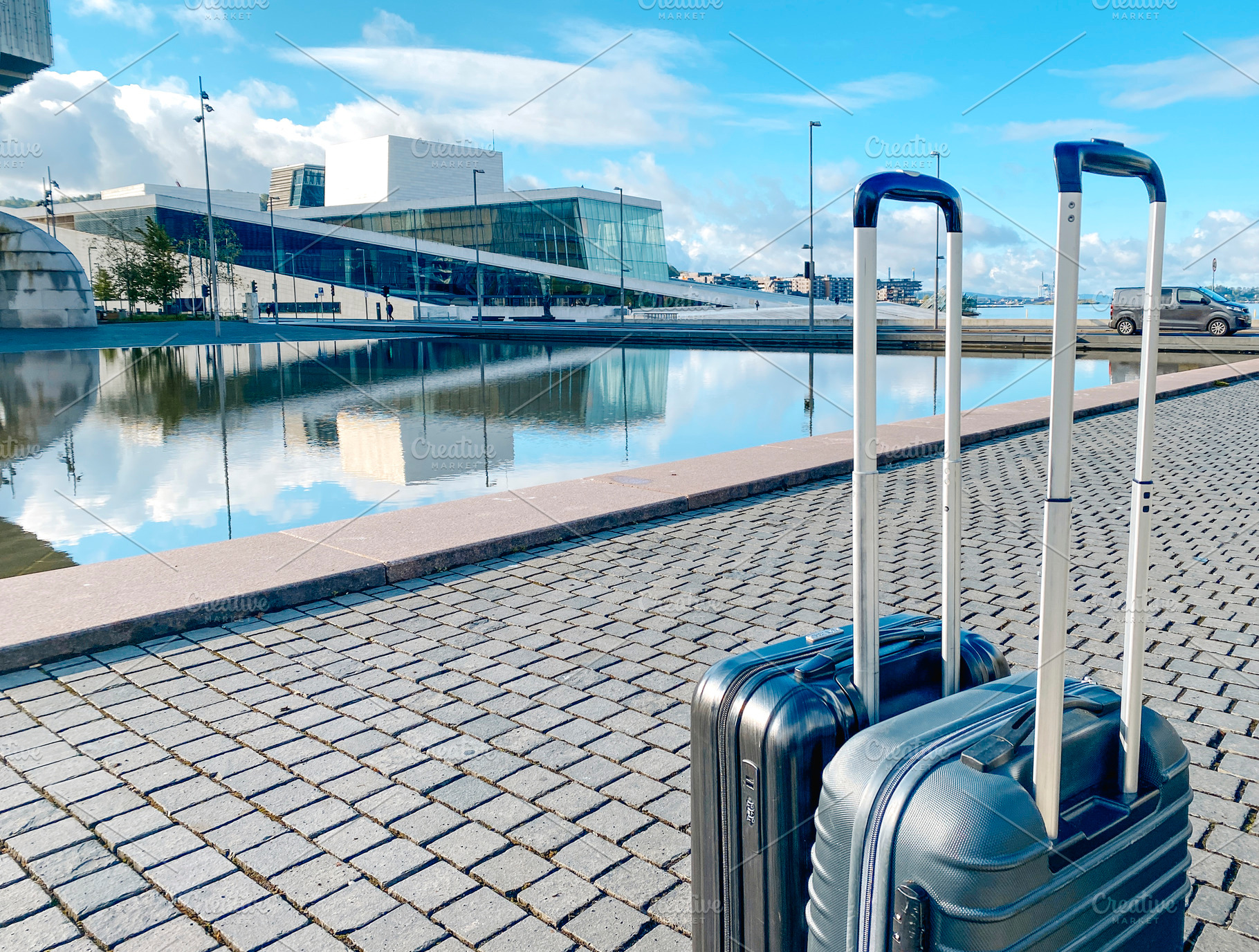 travel suitcases by Oslo Opera House, Norway, a Photo by Nito