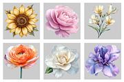 Watercolor Pastel Floral Clipart, an Illustration by Black Bird Studio (Thumbnail 3 of 5)