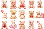 Valentine's Day Teddy Bear Clipart, an Illustration by Designking (Thumbnail 3 of 5)