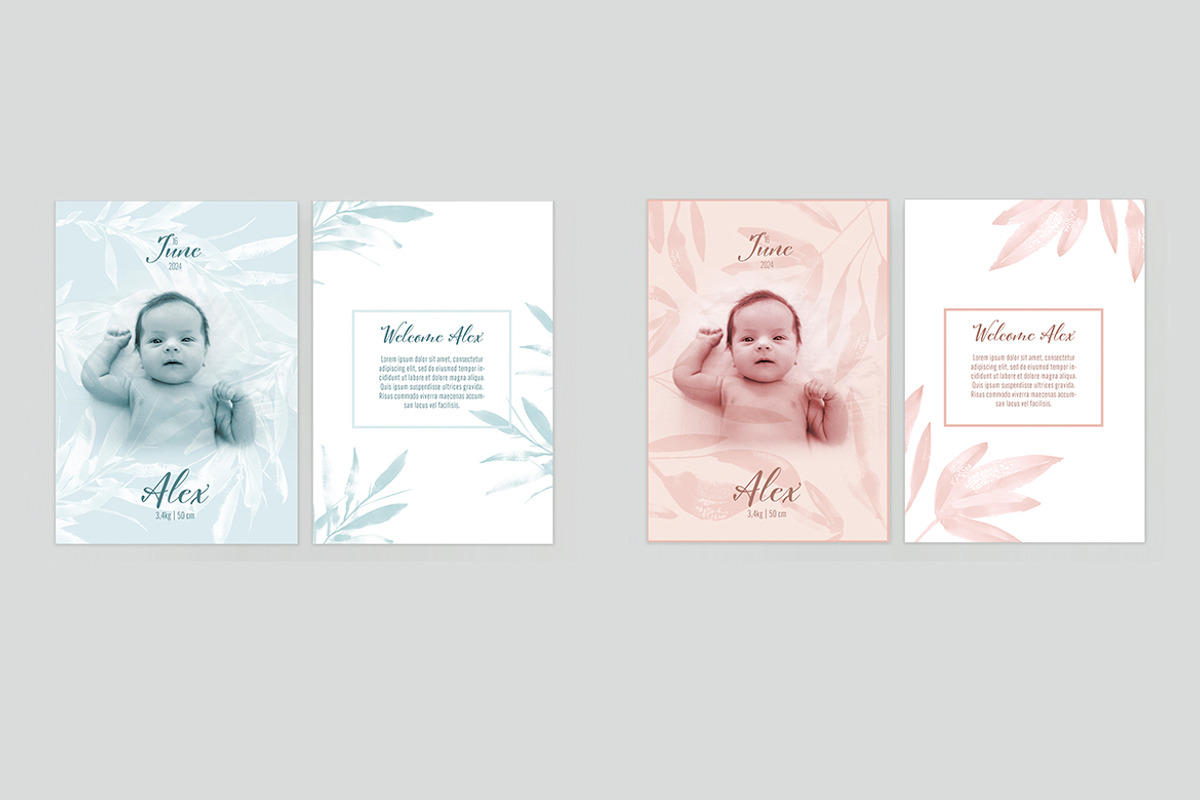 Pink or Blue New Born Card, a Card Template by McLittle Stock (Photo 2 of 2)