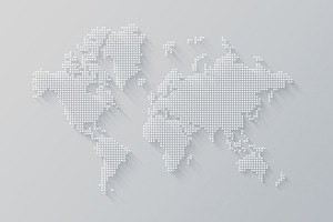 Illustration of a world map made of stars on a white background, a Transportation Photo by GoodGoods