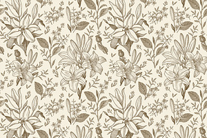 6 Seamless Flowers Lily Lilia Lilly