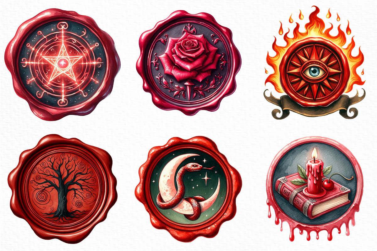 Halloween Red Wax Seal Stamp Clipart, an Illustration by Craft Nest (Photo 4 of 6)