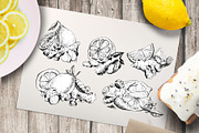 Ginger & lemon. Ink engraving set, a Food Illustration by Alena Kaz (Thumbnail 3 of 7)