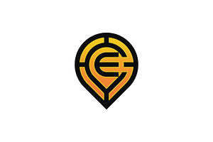 letter E pin location map logo, a Branding & Logo Template by Rasagama Studio