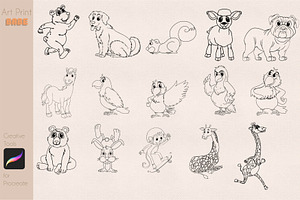 Animals Stamps Children Paint Color