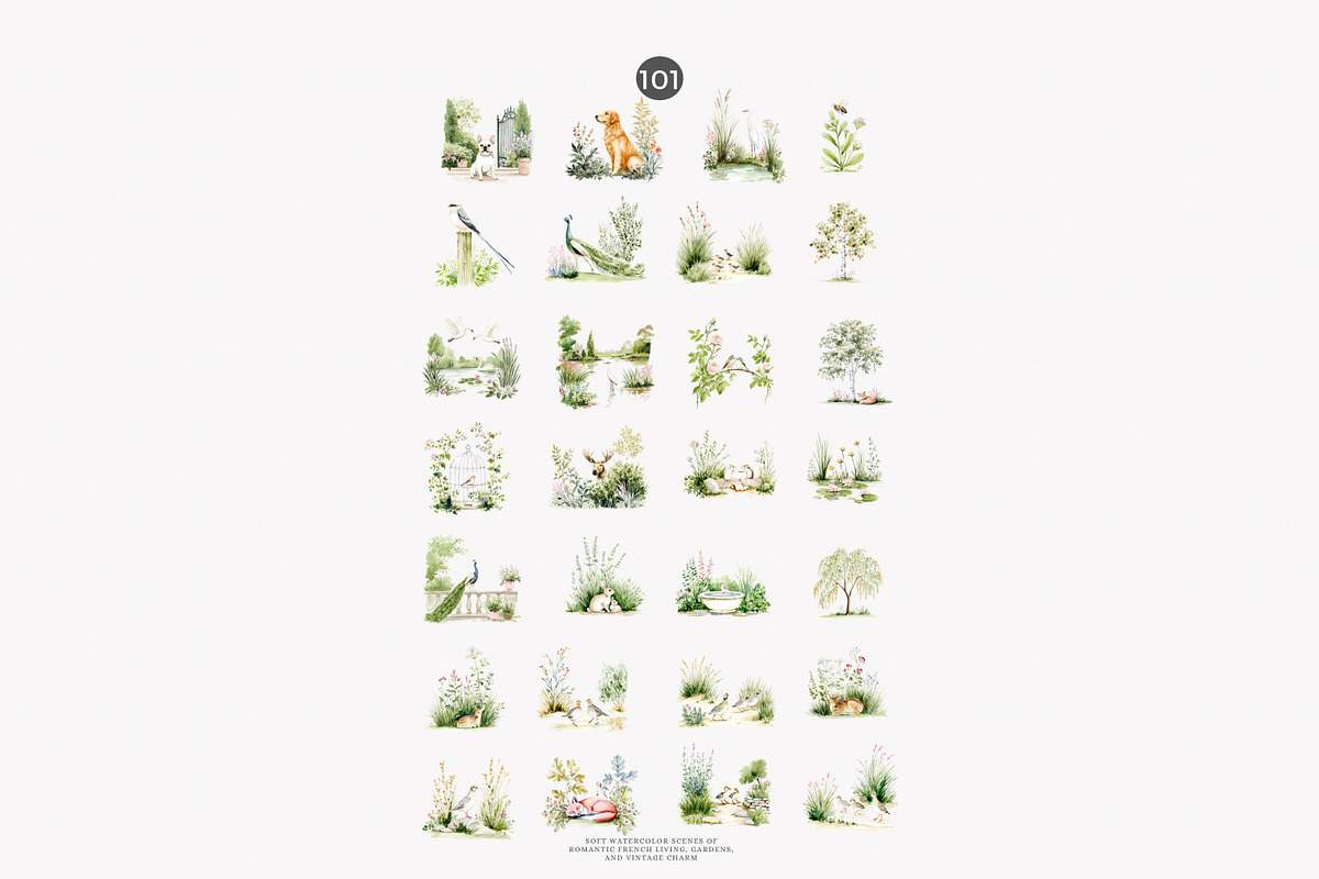 French Château watercolor clipart, a Decorative Illustration by Patishop Art (Photo 9 of 10)