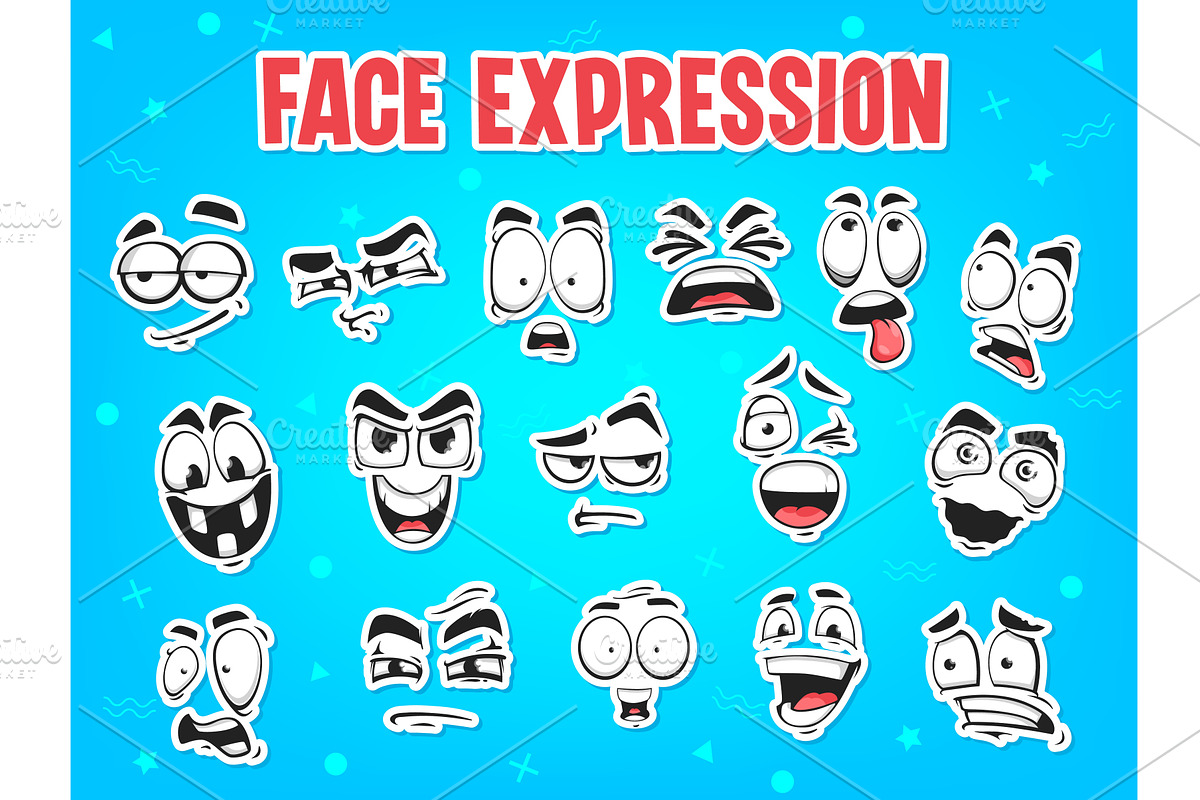 Cartoon characters face expression, an Object Illustration by Vector Tradition