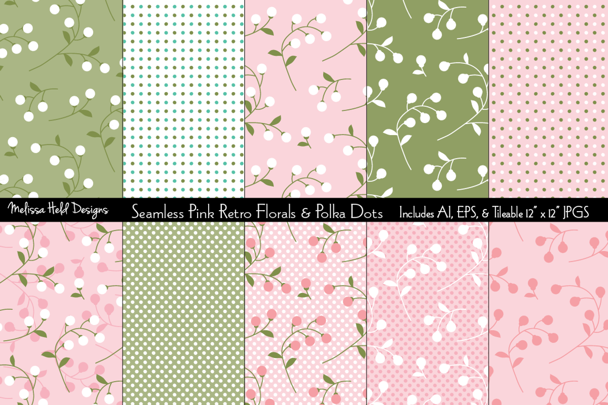 Seamless Pink Retro Florals & Dots