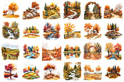 Watercolor Autumn Landscapes, a Seasonal Illustration by designcity5 (Thumbnail 2 of 5)