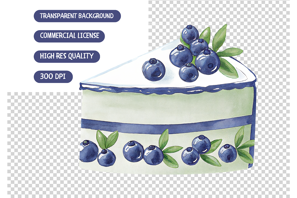 Watercolor Blueberry Clipart Bundle, an Illustration by TatiMockup (Photo 4 of 4)