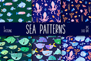 Cute Sea Life Seamless Patterns, a Pattern Graphic by the_myro (Thumbnail 2 of 7)