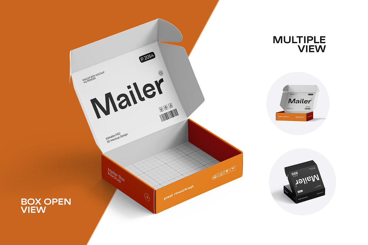 Cardboard Shipping Mailer Box Mockup, a Packaging Mockup by Ram Studio LLC (Photo 11 of 14)