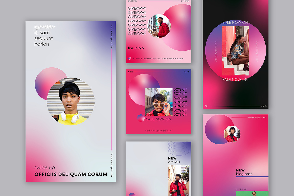 Pink Social Media Set Layout, a Social Media Template by wavebreak