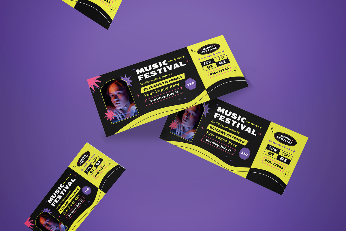 Ticket Music Festival, a Card Template by graphicook (Photo 2 of 3)