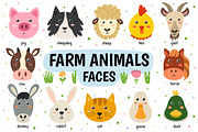 Farm Animals Faces Collection, an Animal Illustration by Gulnara Sabirova (Thumbnail 1 of 8)
