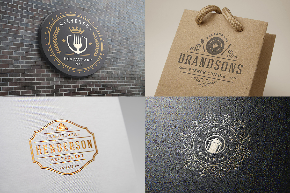36 Restaurant Logos and Badges, a Branding & Logo Template by Vasya Kobelev (Photo 12 of 16)