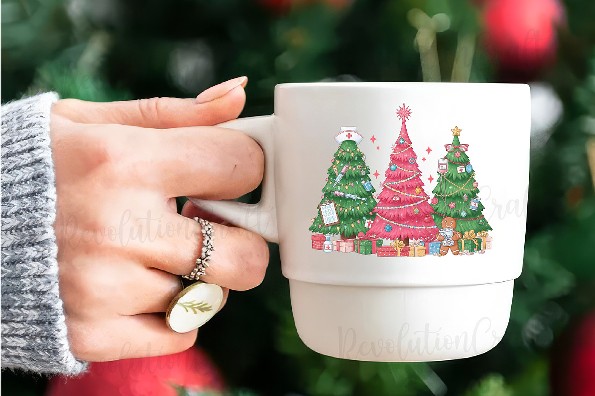 Nurse Christmas Trees Sublimation, an Illustration by OK Design (Photo 3 of 4)