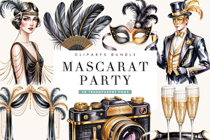 Masquerade Party Clipart Bundle, a Person Illustration by BusyDaydesign