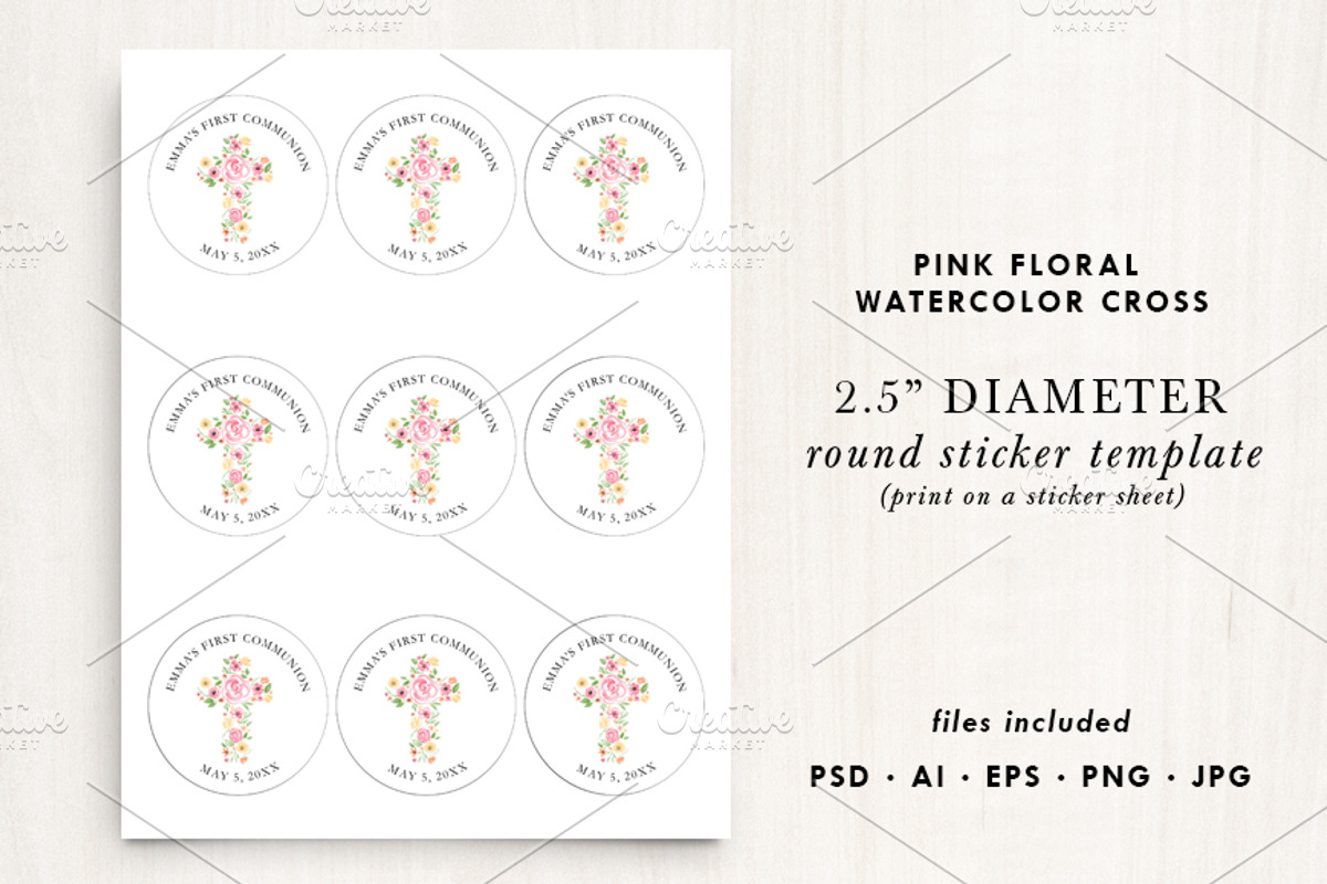 Watercolor Pink Floral Cross Invite, an Invitation Template by La Bella Rue (Photo 2 of 4)