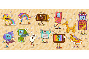Retro groovy characters, an Object Illustration by Vector Tradition
