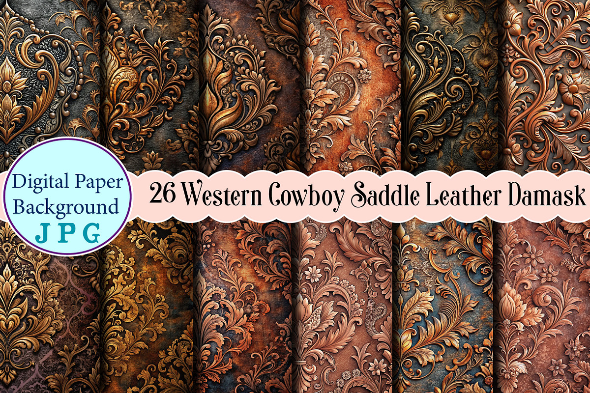 Western Cowboy Saddle Leather Damask, a Background Photo by Wow Magic (Photo 1 of 2)