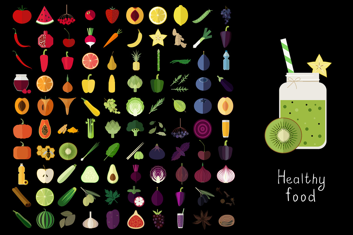 100 vegetables, fruits and herbs set, an Icon by airdynamic (Photo 2 of 4)