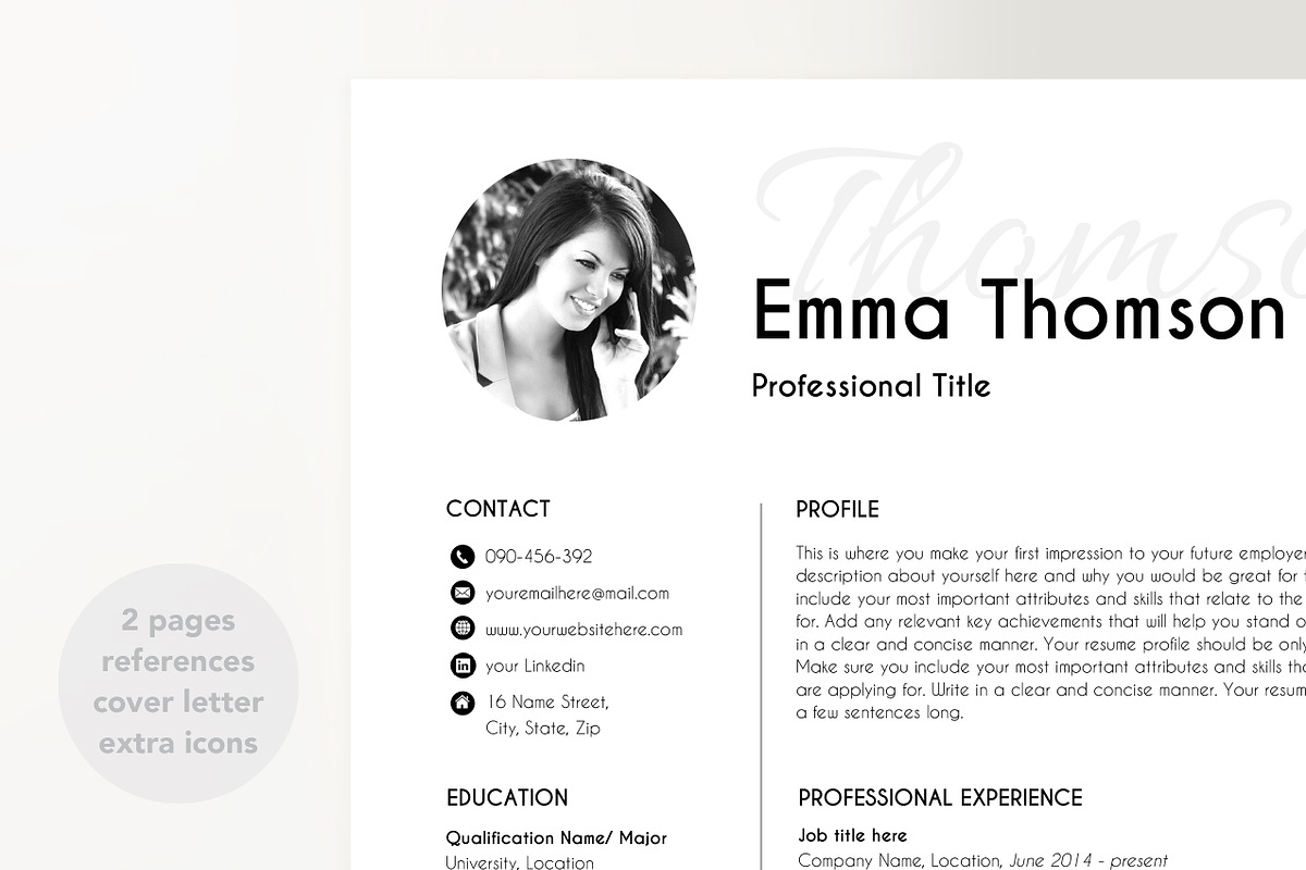 resume template with photo, a Resume Template by PinkJellyfish (Photo 3 of 5)