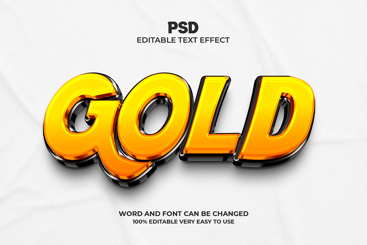 Gold 3d editable text effect, a Layer Style Add-On by Design Fly (Photo 1 of 2)