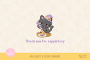 Haunted Tea Party Black Cat Clipart, a Seasonal Illustration by Blumensdiary (Thumbnail 6 of 6)