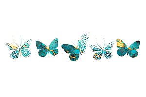 A set of beautiful blue and gold, an Animal Illustration by Nenahliadava Design