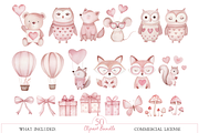 Watercolor Love Woodland Clipart Set, an Illustration by MockupWizard (Thumbnail 2 of 6)