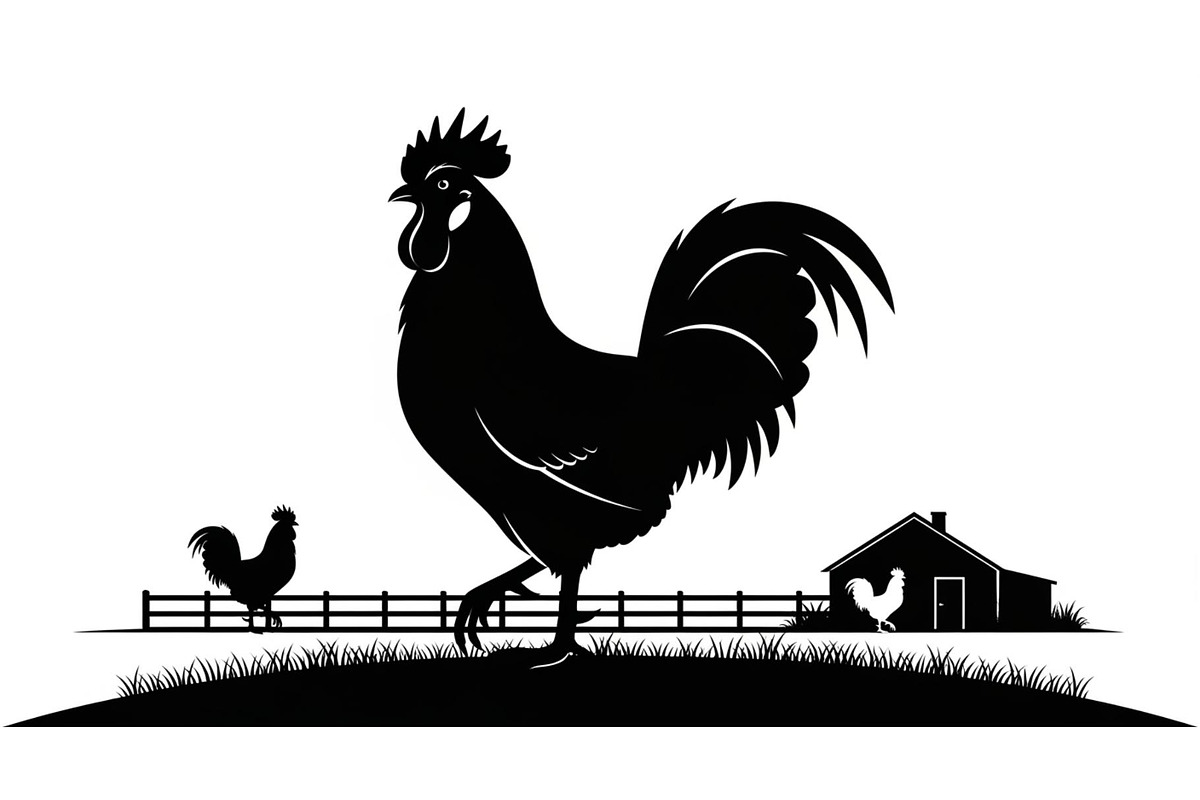 Rooster Chicken Silhouette Vector Bu, an Illustration by Designs_River (Photo 24 of 51)