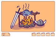 Grilled Fish With Sword And Helmet, a Food Illustration by Artstorystudio (Thumbnail 1 of 3)