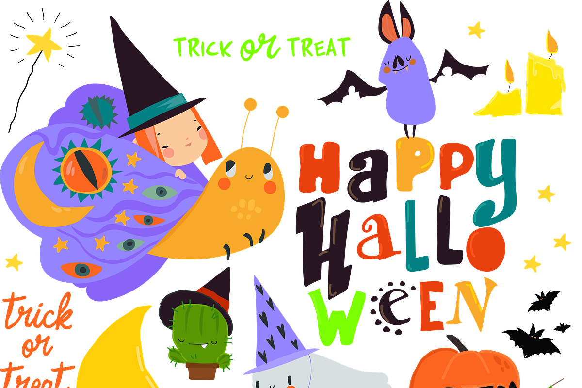 Cartoon Set Halloween Elements, a Seasonal Illustration by Maria Starus (Photo 2 of 3)