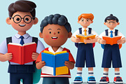 44 set 3D Back to School Cartoon, a Characters & Person 3D Model by Grappict.com (Thumbnail 3 of 4)
