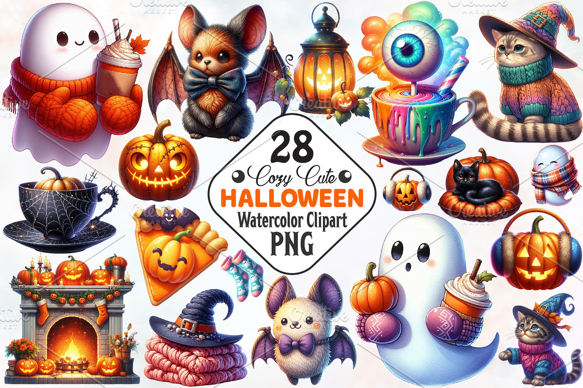 Cozy Halloween Sublimation Clipart, a Seasonal Illustration by RobertsArt (Photo 1 of 7)