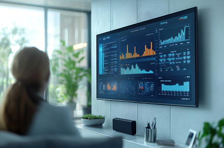 Female trader broker analyzing cryptocurrency prices on graphs a, a Technology Photo by AlyaAnd