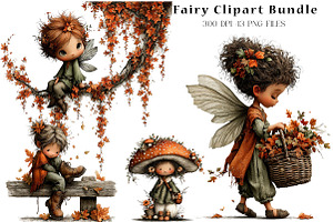 Fall Fairy Clipart Bundle, a Seasonal Illustration by CreationArt