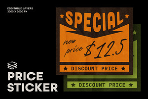 Crumpled Discount Price Sticker