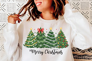 Watercolor Merry Christmas Tree PNG, an Illustration by SinaCreation (Thumbnail 6 of 7)